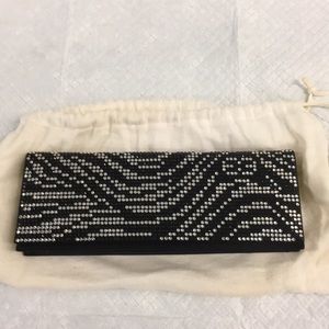 Escada black clear crystal clutch